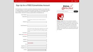 Ezinearticles Sign-up