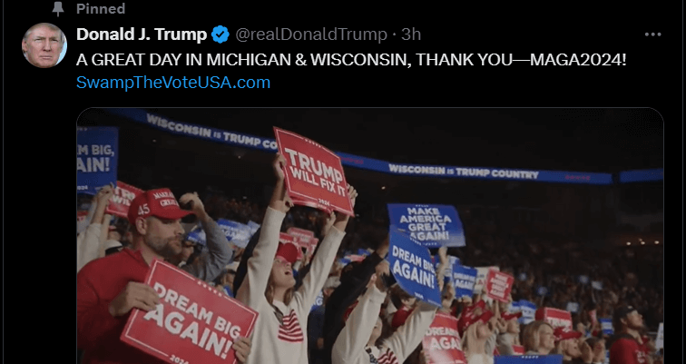 Donald Trump reached Michigan and Wisconsin with the slogan Donald Fix It