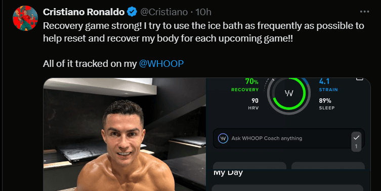 Why did Cristiano Ronaldo frequently take ice baths?