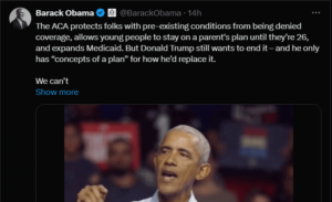 What did Barack Obama say about Trump regarding ACA?